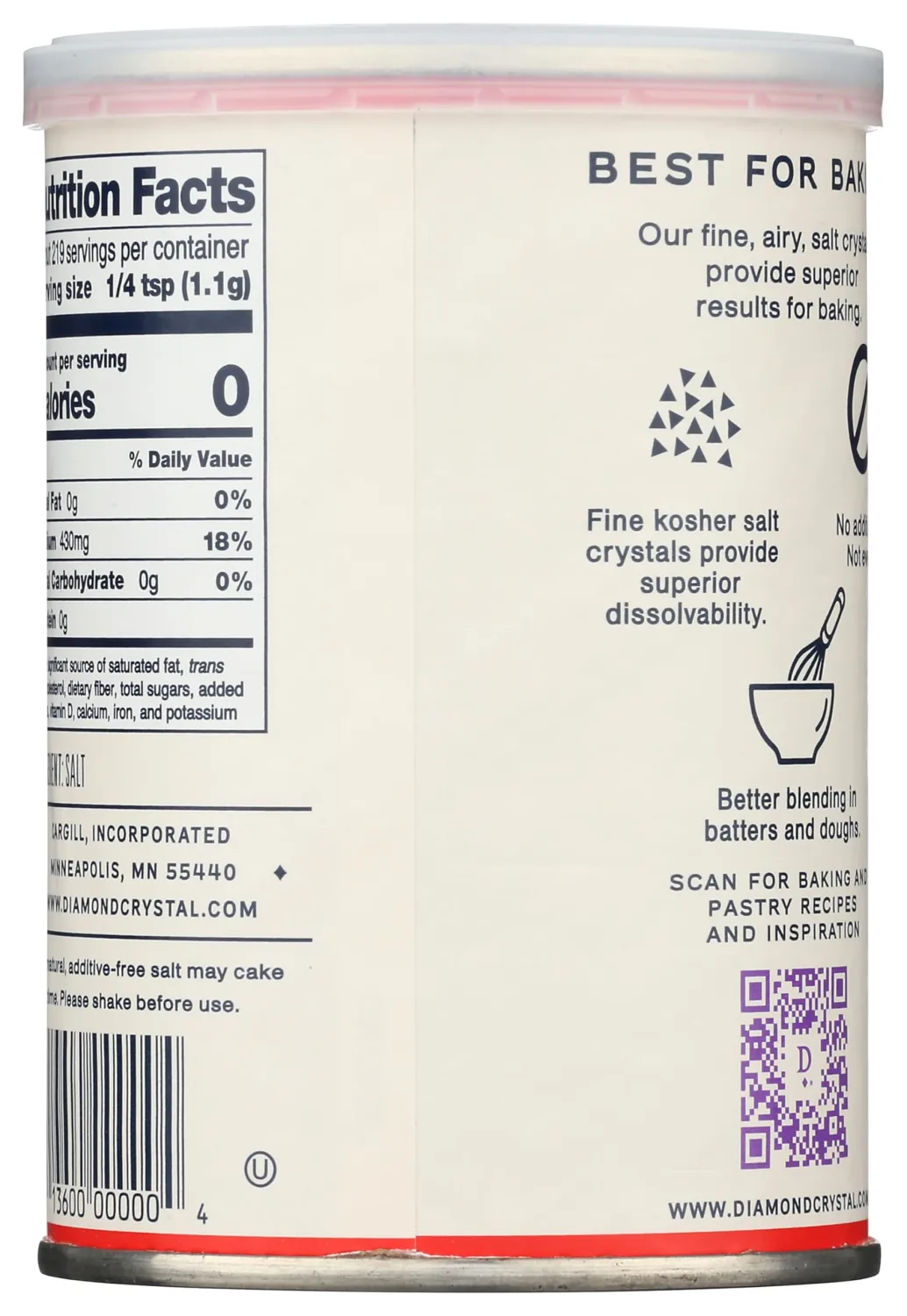 Diamond Crystal Baking Salt, Fine Kosher Salt 8.5oz