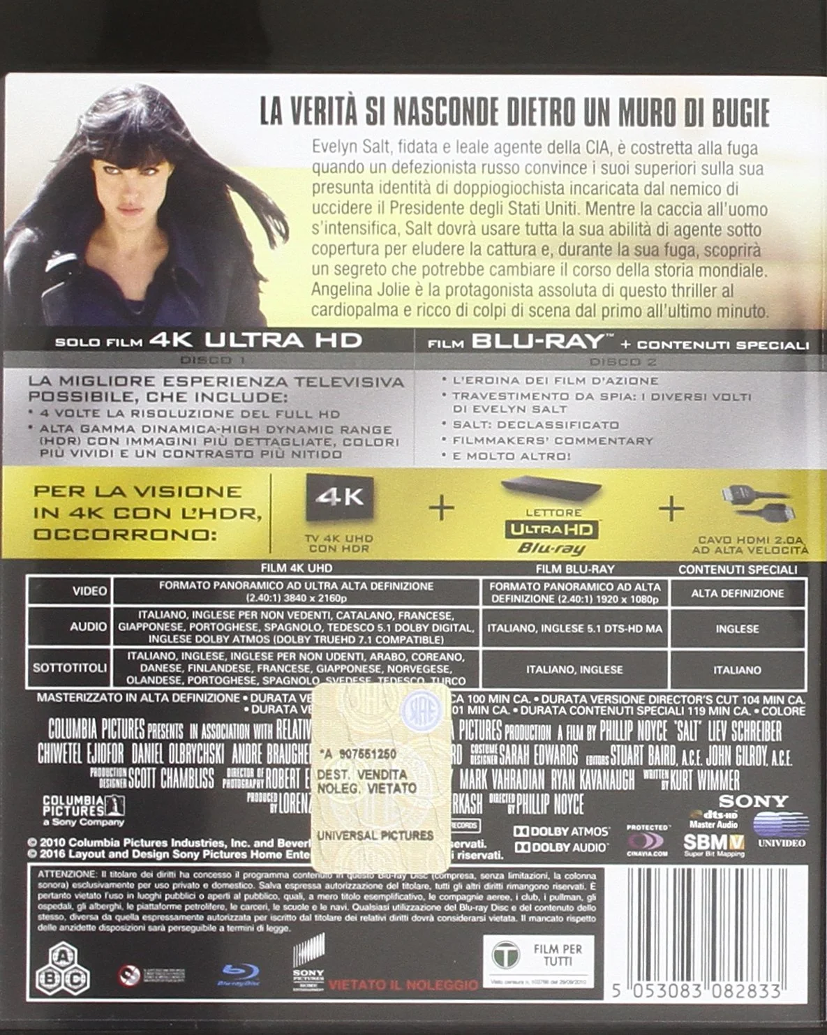 salt (blu-ray ultra hd 4k+blu-ray) BluRay Italian Import