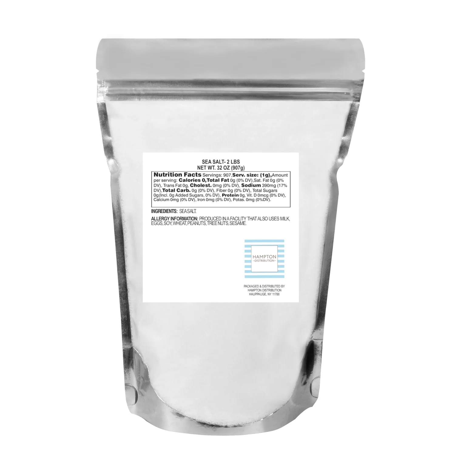 Pure Sea Salt, 2 Pound Resealable Bag, All-Natural, Perfect for Cooking, Baking & Blending