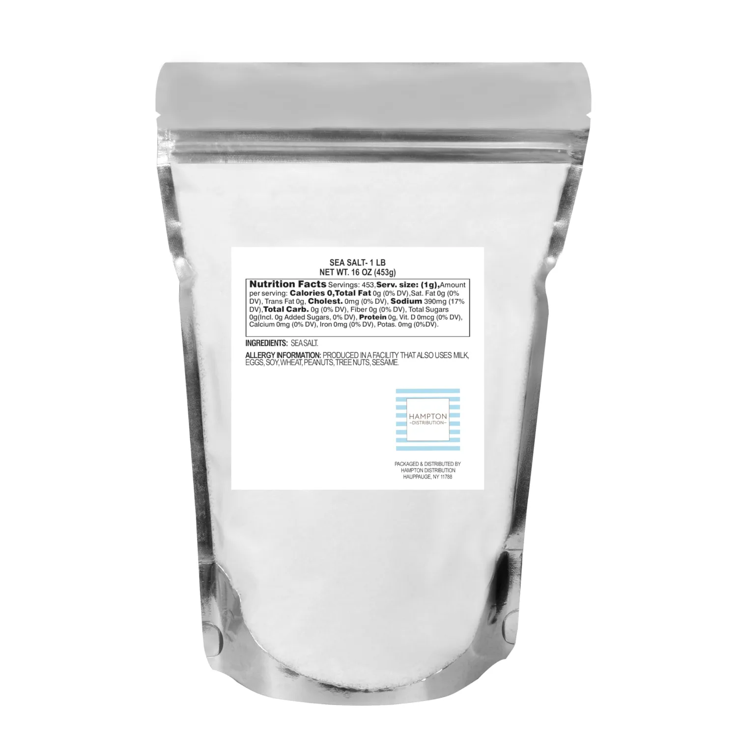 Pure Sea Salt, 1 Pound Resealable Bag, All-Natural, Perfect for Cooking, Baking & Blending