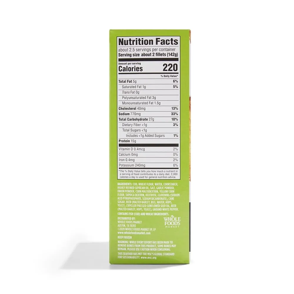 365 Everyday Value, Beer Battered Cod Fillets, 0.75 lb