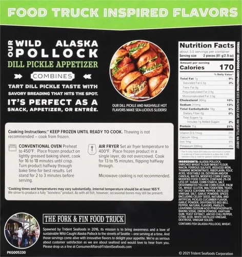 Trident Seafoods - Fork & Fin Breaded Appetizers - Dill Pickle Style - Frozen - 10 oz