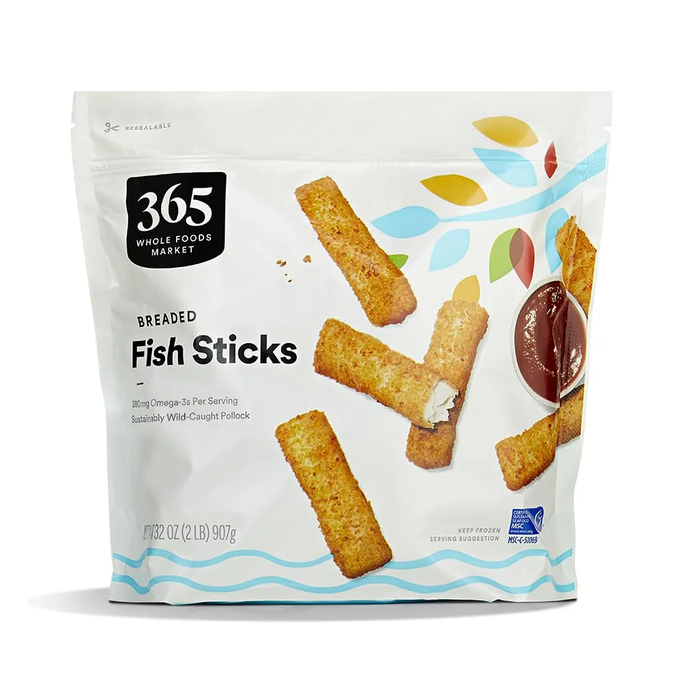 365 Everyday Value Wild Caught Breaded Fish Sticks (Frozen), 32 oz