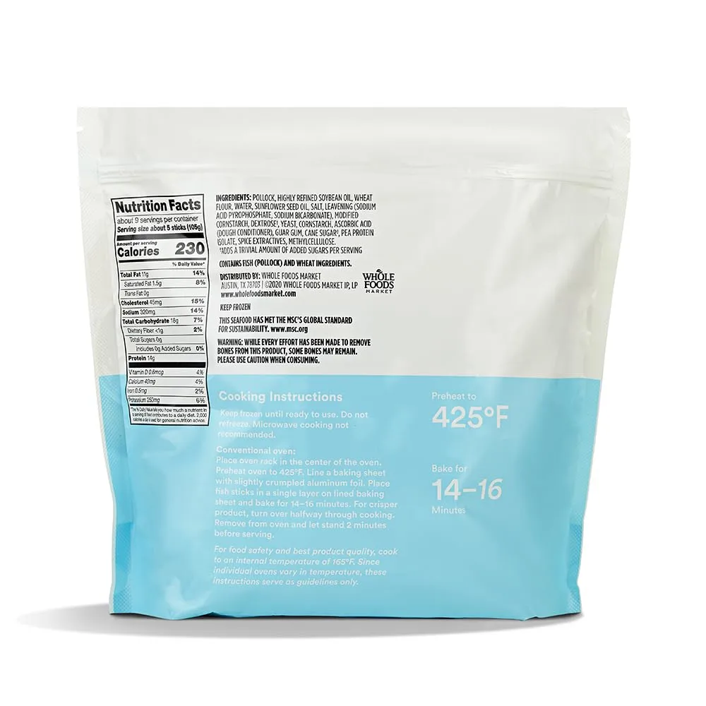 365 Everyday Value Wild Caught Breaded Fish Sticks (Frozen), 32 oz
