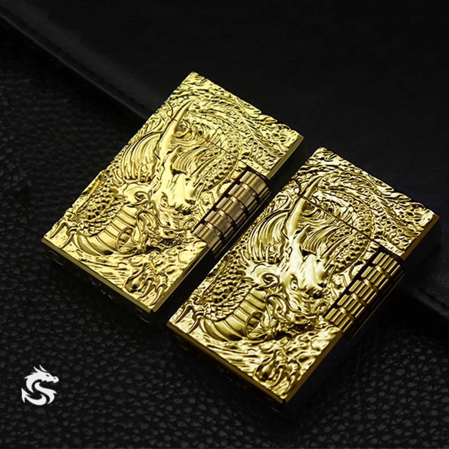 Dragon Relief Design, Side Wheel Frosted Lighter, refillable Butane, Soft Flame Lighter, flip, Outdoor, Camping, Men's Gift(Free of Butane Gas) (Dragon)
