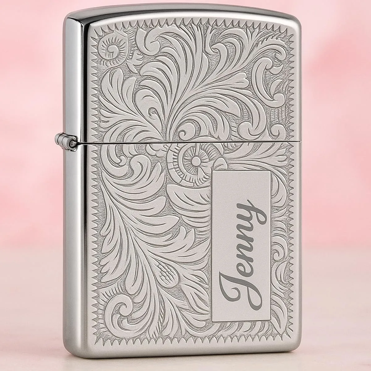 Custom Personalized ZIPPO Lighter Venetian - Free Engraving - Christmas, Halloween & Valentines Day Gift (Silver-352)