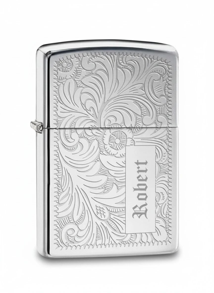 Custom Personalized ZIPPO Lighter Venetian - Free Engraving - Christmas, Halloween & Valentines Day Gift (Silver-352)