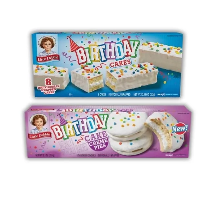 Liittle Debbie Birthday Cakes and Creme Pies Variety Pack, 8 Individual Snacks 2 Box