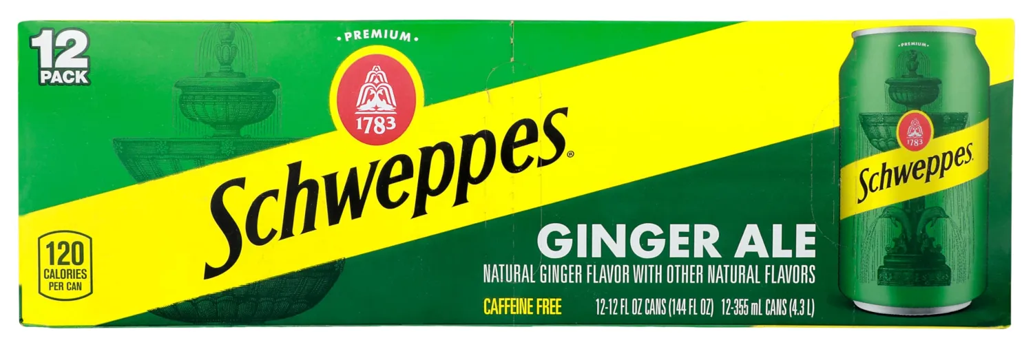 Schweppes Ginger Ale Soda, 12 fl oz cans, 12 pack