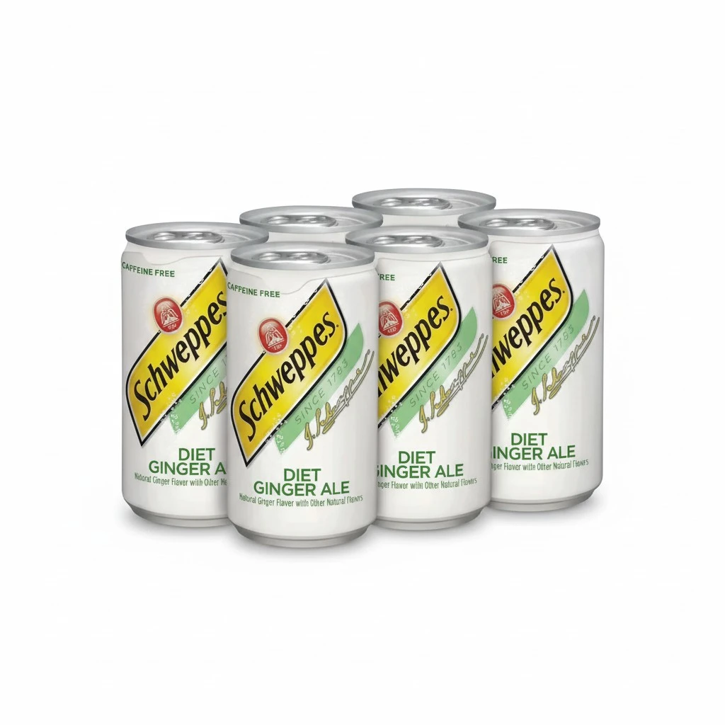 Schweppes Ginger Ale Zero Sugar Soda, 7.5oz cans, 6pk