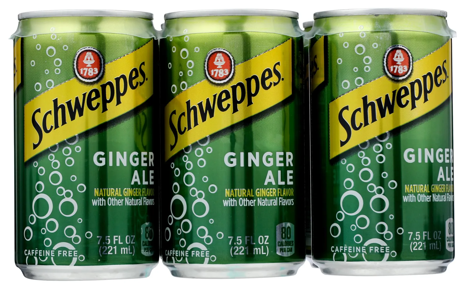 Schweppes Ginger Ale Mini Can, 7.5 Fl Oz, Pack of 6
