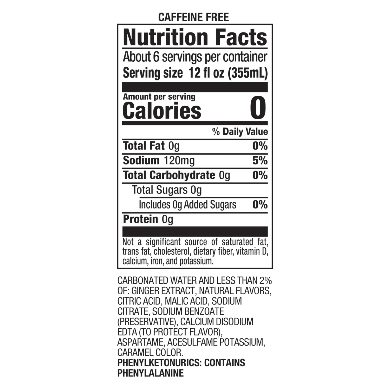 Canada Dry Zero Sugar Ginger Ale Soda, 2 L bottle