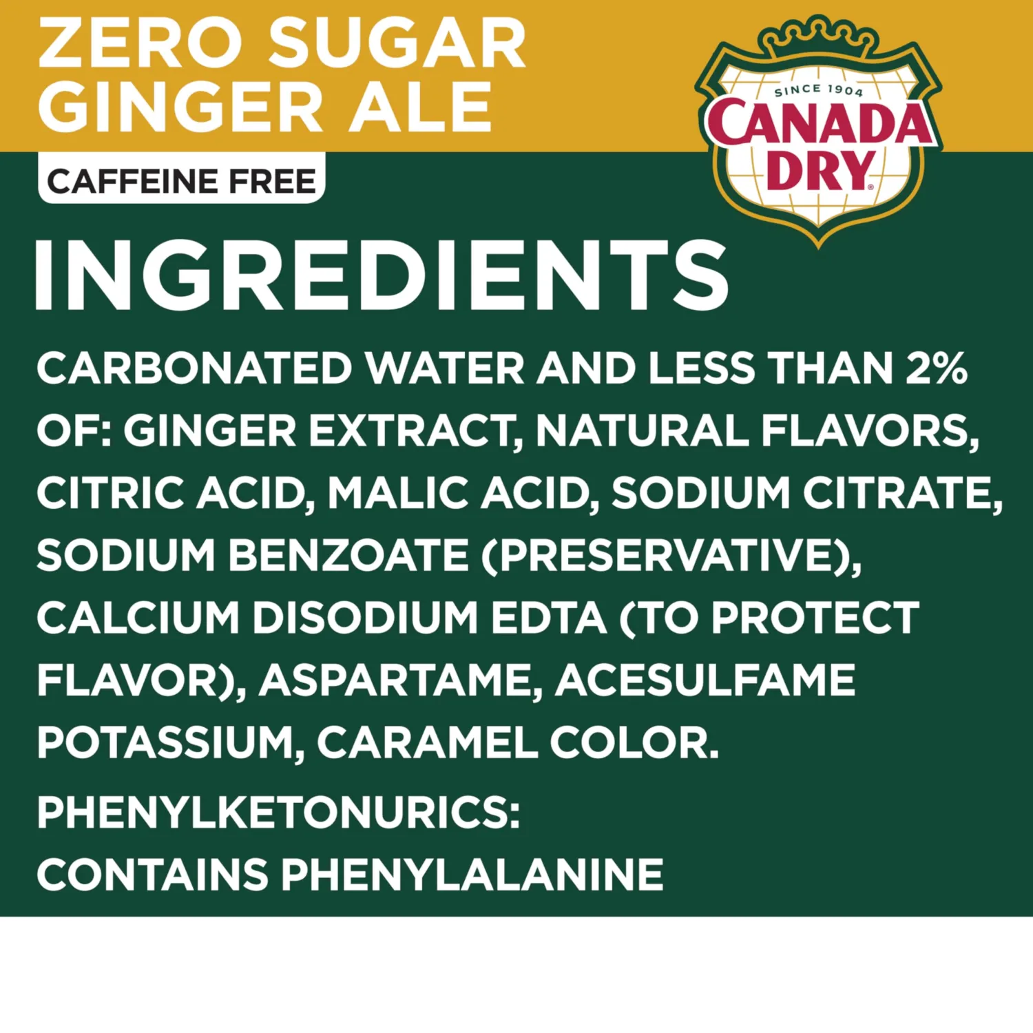 Canada Dry Zero Sugar Ginger Ale Soda, 2 L bottle