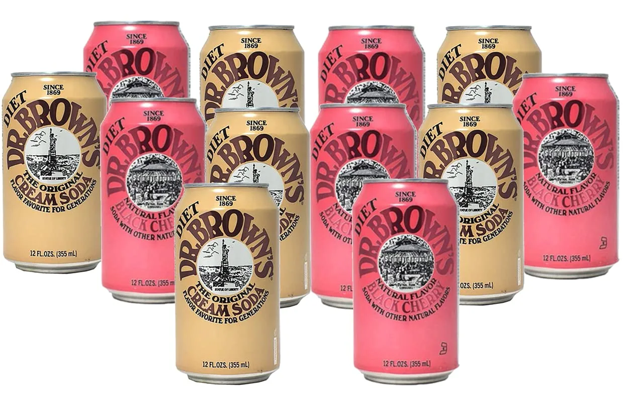 Dr. Browns Soda 12 pack (6) Diet Cream Soda and (6) Diet Black Cherry 12 fl oz Cans