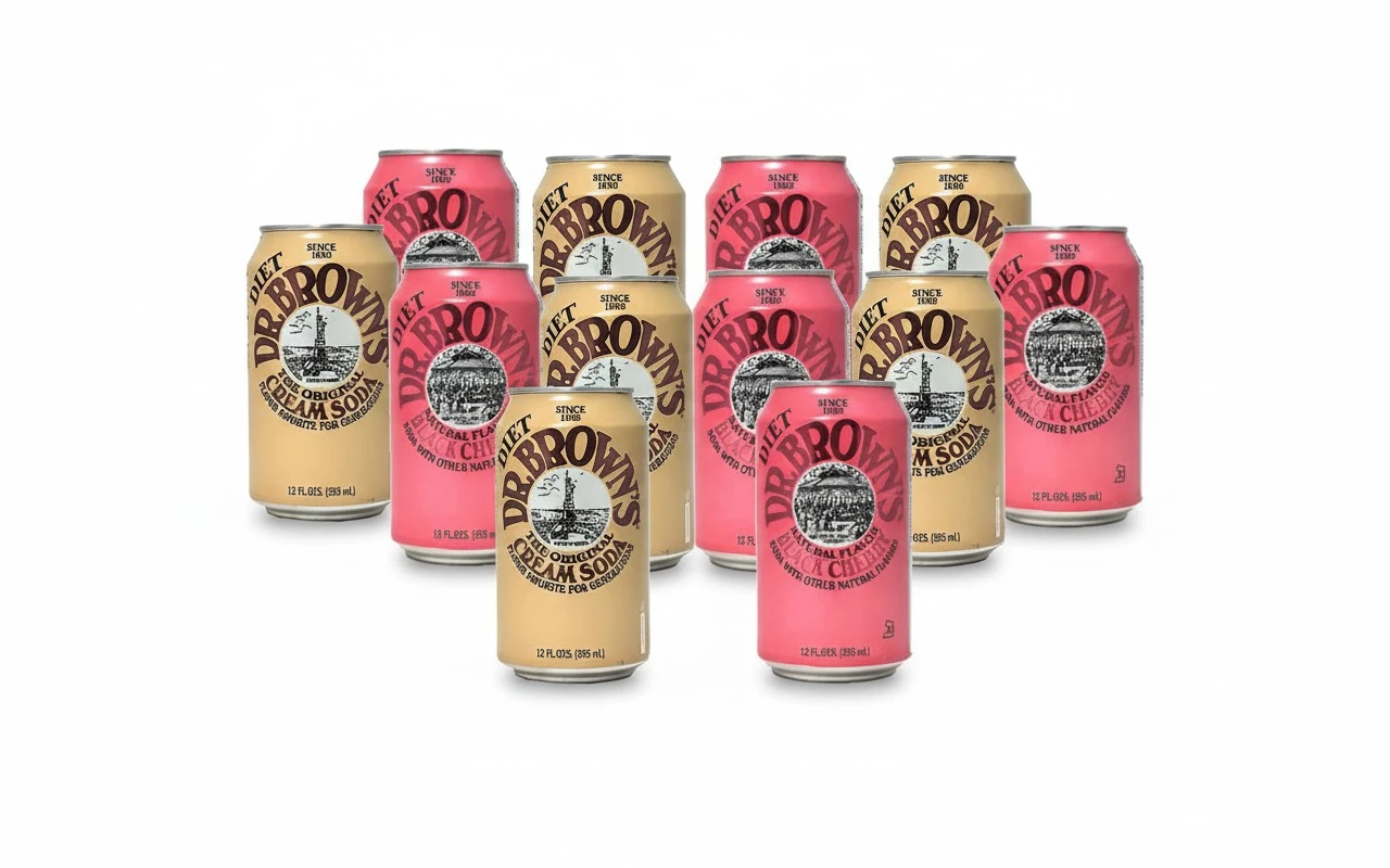 Dr. Browns Soda 12 pack (6) Diet Cream Soda and (6) Diet Black Cherry 12 fl oz Cans