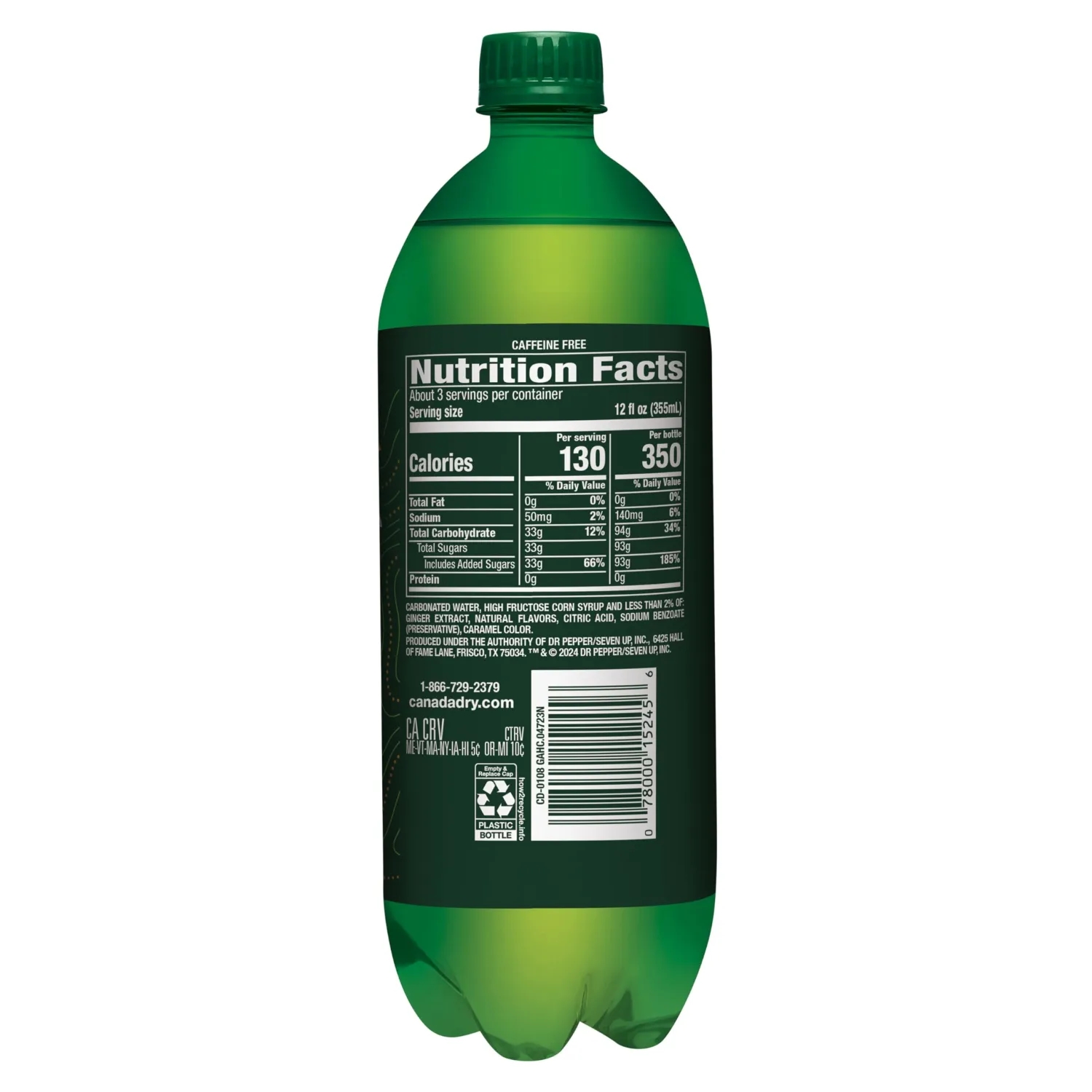 Canada Dry Ginger Ale, 1 Liter Bottle