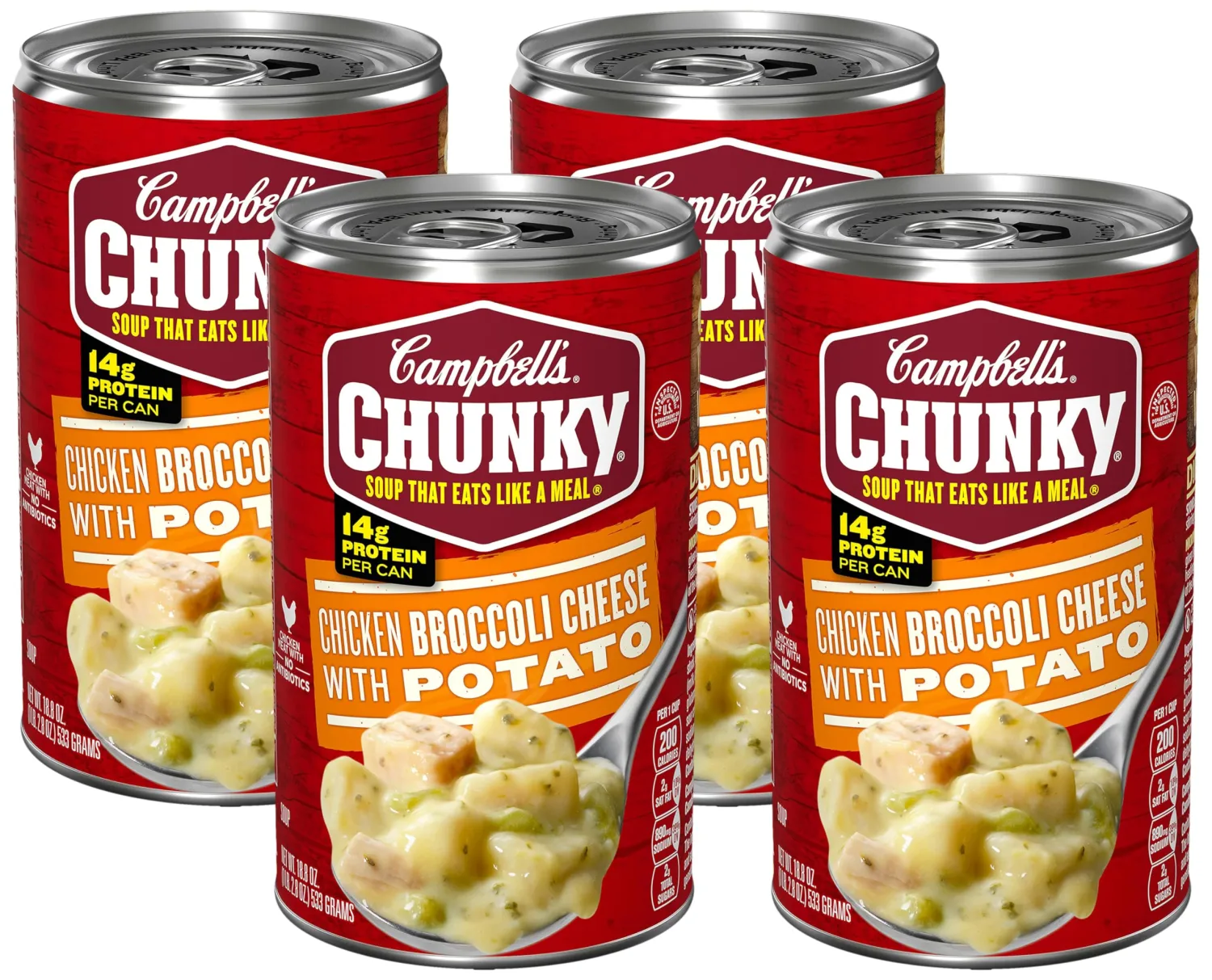 Campbell's Chunky Soup, Chicken Broccoli Cheese Soup, 18.8 Oz Can (Pack of 4)