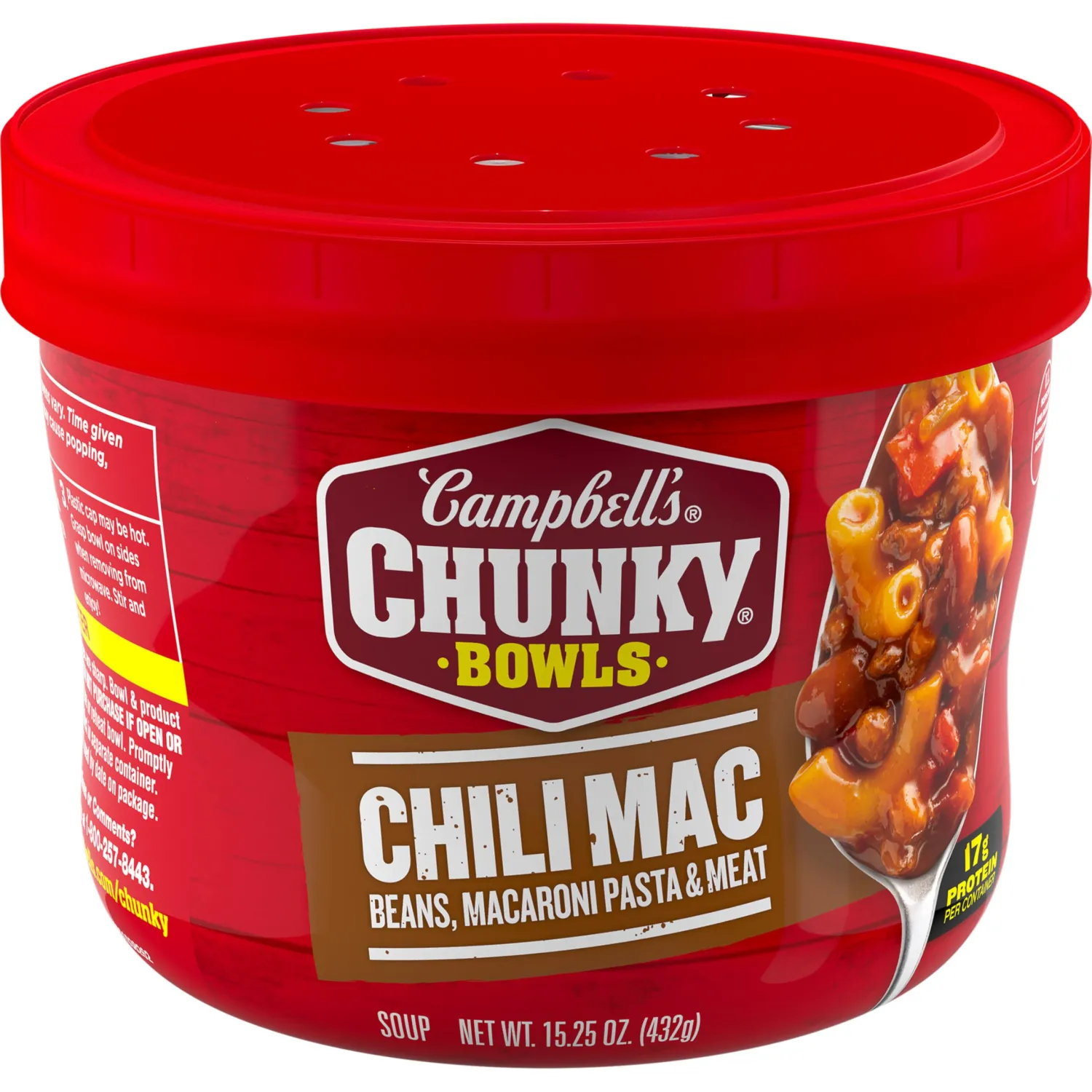 Campbell’s Chunky Soup, Chili Mac Soup, 15.25 oz Microwavable Bowl