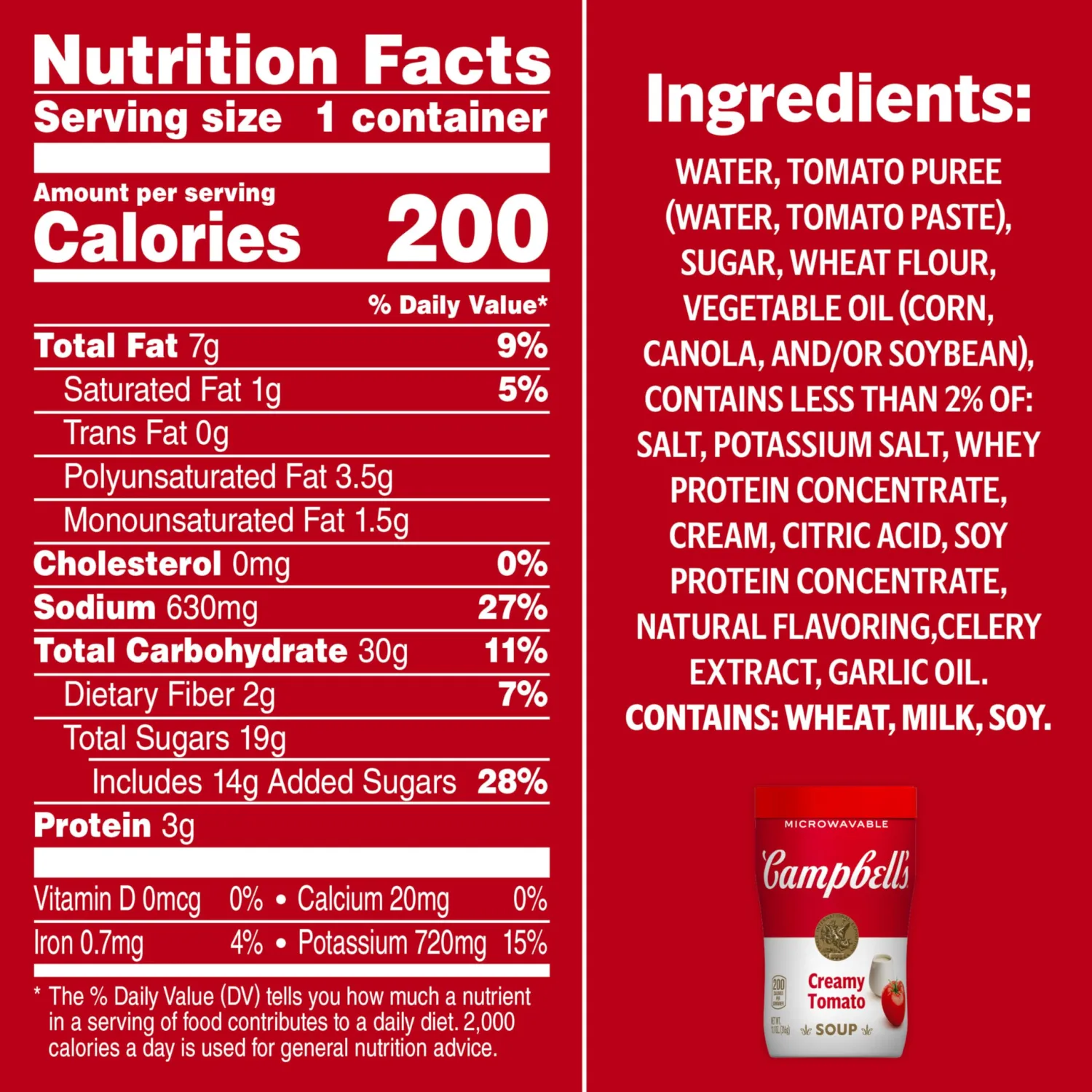 Campbell's Sipping Soup, Creamy Tomato Soup, 11.1 Ounce Microwavable Cup