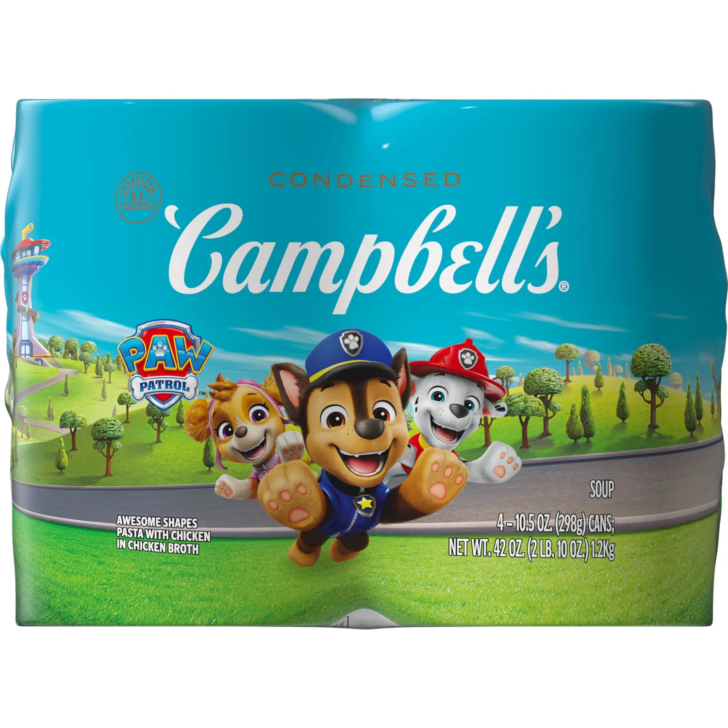 Campbell’s Condensed Kids Soup, Paw Patrol Awesome Shapes Pasta With Chicken in Chicken Broth, 10.5 oz Can (4 Pack)