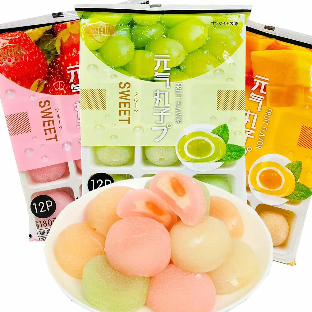Japanese Mochi Fruit Rice Cakes Daifuku Sweet Dessert 19.3 Oz - 3 Variety Packs Strawberry Mango Grape Mochi Snack Bites Asian Snacks