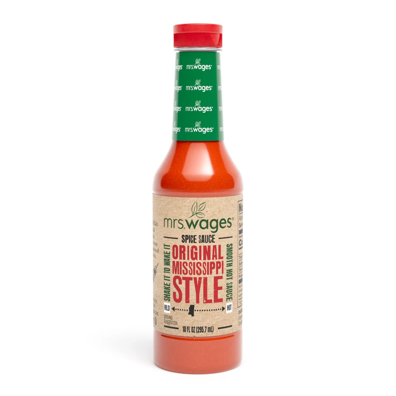 Mrs. Wages Original Mississippi Style Spice Sauce, Medium Hot Sauce, Perfect For Wings, Chicken Dip, Kabobs, Zesty, Tangy, Cayenne Pepper & Vinegar, Flavorful Heat, Smooth Hot Sauce, 10 fl oz Bottle