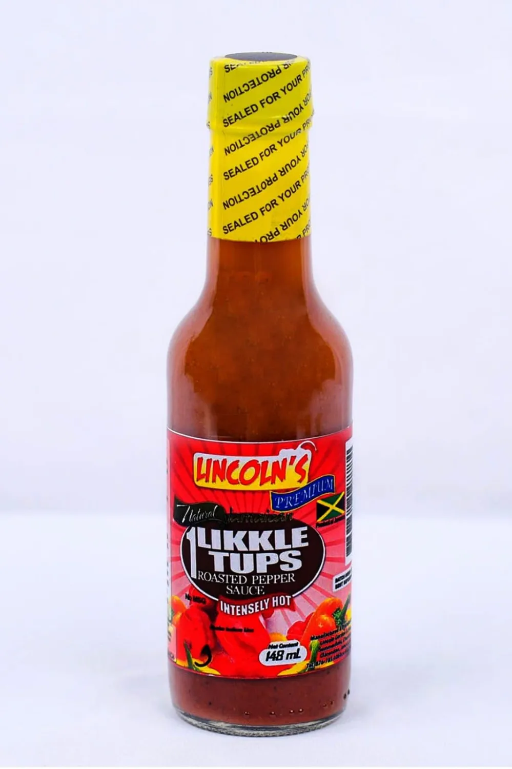 Lincoln's Natural Jamaican 1 Likkle Tups Pepper Sauce, Intensely Hot, Gluten Free, Non-GMO, No MSG, No Preservatives, No Fillers, No Additives, All Ingredients Are 100% Jamaican Grown, 148 ML (Roasted Perpper)