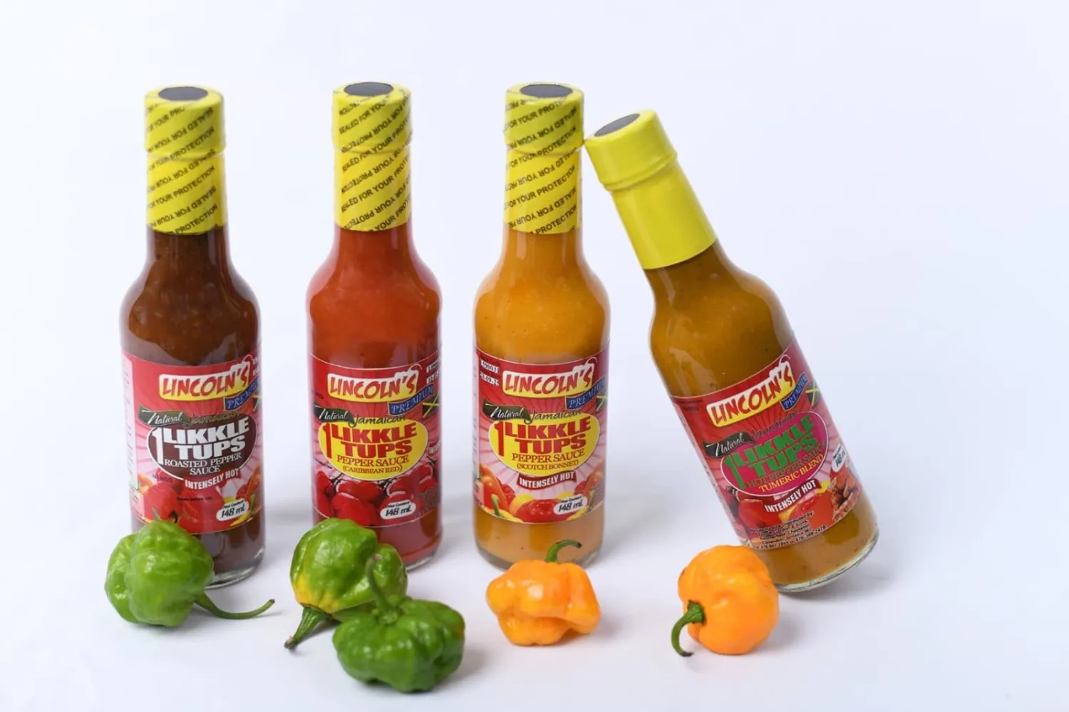 Lincoln's Natural Jamaican 1 Likkle Tups Pepper Sauce, Intensely Hot, Gluten Free, Non-GMO, No MSG, No Preservatives, No Fillers, No Additives, All Ingredients Are 100% Jamaican Grown, 148 ML (Roasted Perpper)