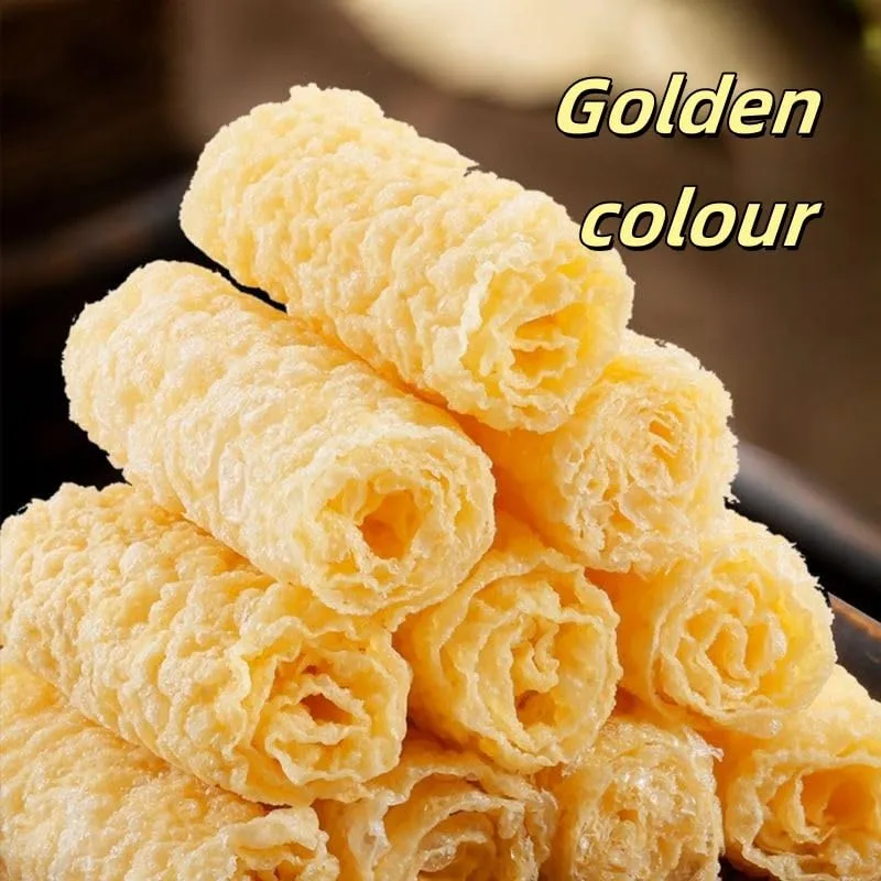 Tofu Skin Roll,Crispy Tofu Skin Rolls,fried bean roll,China specialty snacks,Golden Delicious Bean Rolls,-Vegan-,Fit for Hot Pot, Cold Vegetable,Stir Fry,Hot Pot Food Materials,Pcak of 1