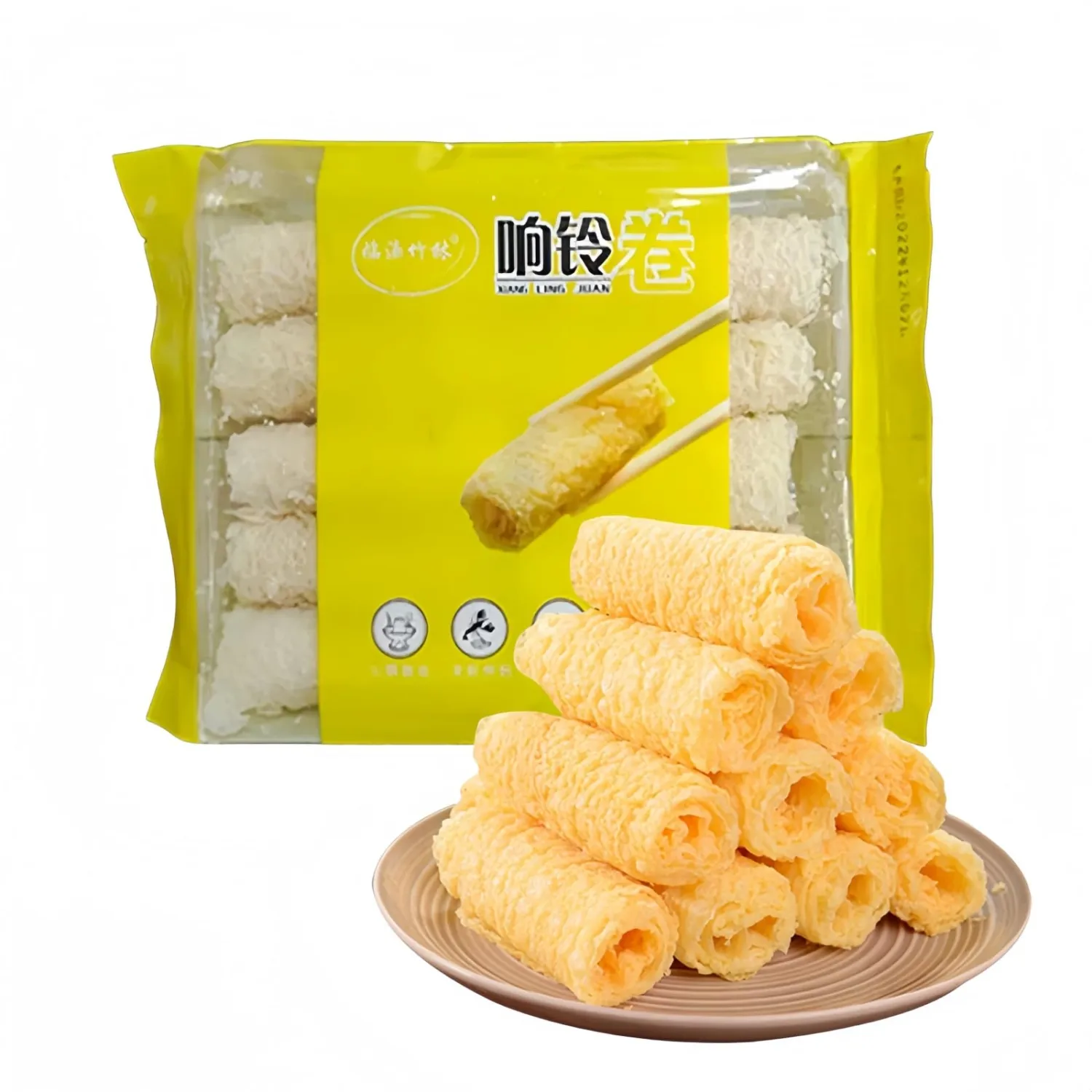 Tofu Skin Roll,Crispy Tofu Skin Rolls,fried bean roll,China specialty snacks,Golden Delicious Bean Rolls,-Vegan-,Fit for Hot Pot, Cold Vegetable,Stir Fry,Hot Pot Food Materials,Pcak of 1