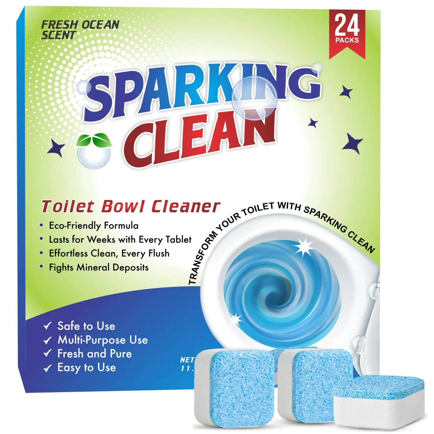 Toilet Bowl Cleaner Tablets – 24 Pack Toilet Bowl Tablets for Inside the Bowl – Long-Lasting Toilet Cleaners for a Spotless Finish