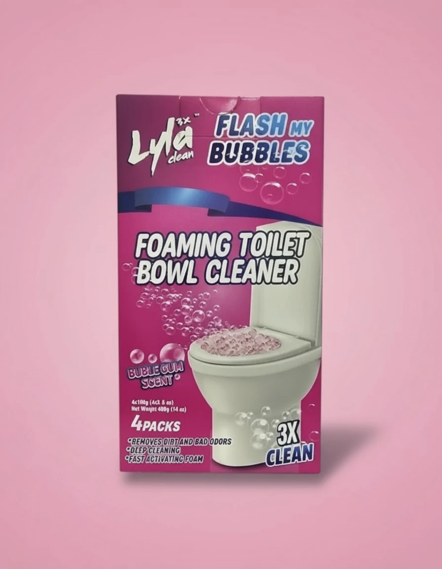 LYLA 3X Foaming Toilet Bowl Cleaner, 4 Pack Deodorizer & Septic Safe – Deep Cleaning, Odor Eliminator, Stain Remover for Long-Lasting Freshness, Bubble Gum Scent