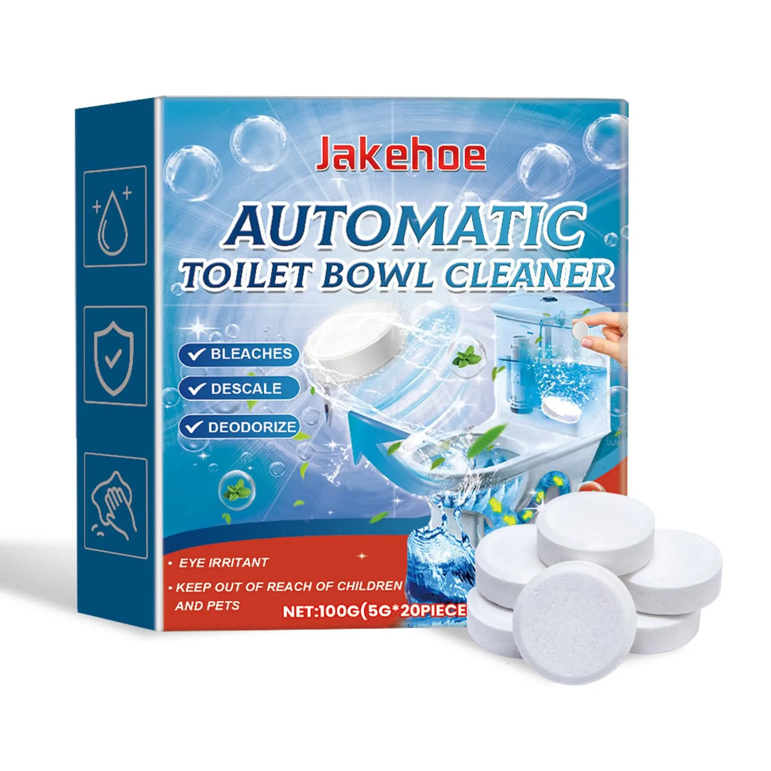 Toilet Tabs Drop in Tank, Toilet Bowl Cleaner Tablets, Toilet Deodorizer and Stain Remover, Deep Cleaning for Fresh Scent, 12 Pack
