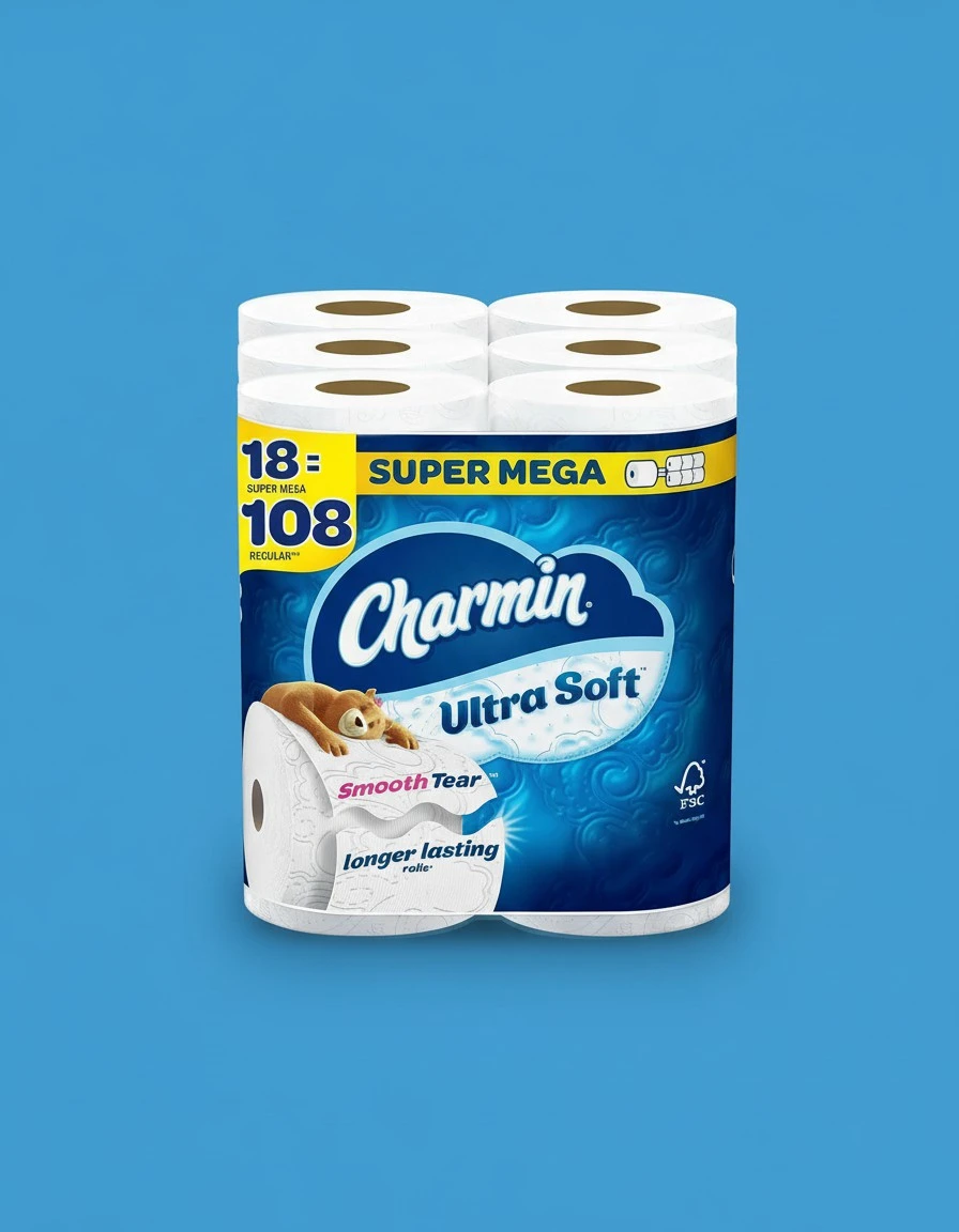 Charmin Ultra Soft Super Mega Toilet Paper, 2-Ply, White, 366 Sheets/Roll, 6 Rolls/Pack, 3 Packs/Carton (01568)