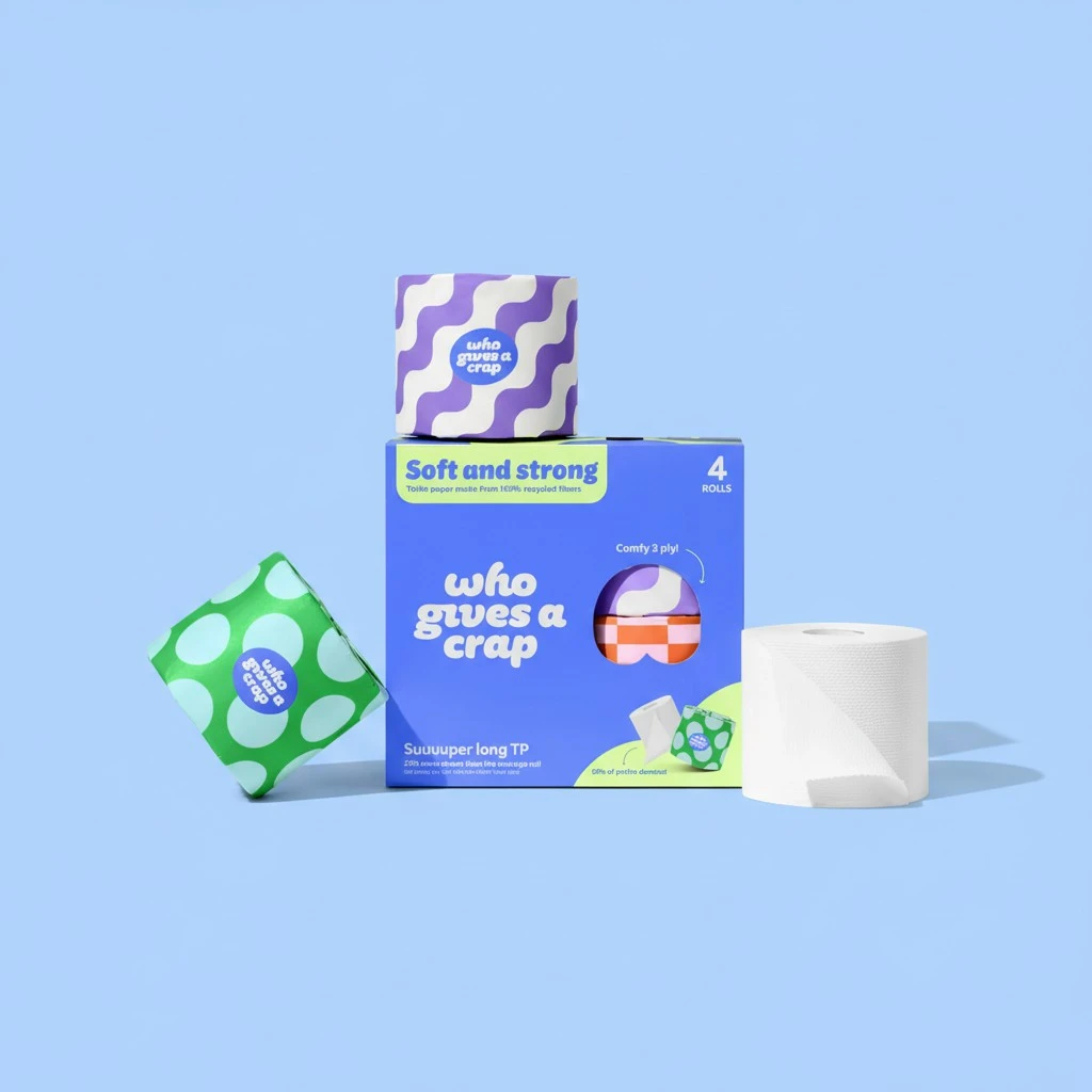 Who Gives A Crap 100% Recycled Double Length Toilet Paper Rolls 4 Count, 360 CT