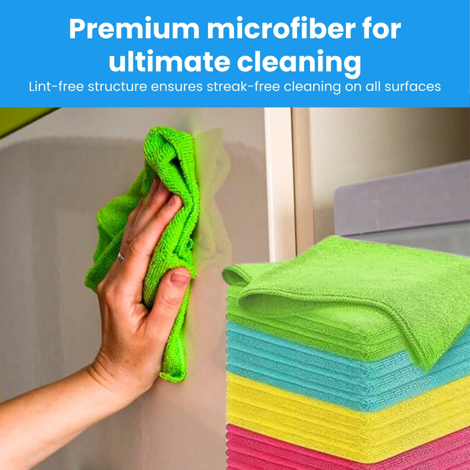 Micro Fiber Cloth for Cleaning 12 Pack - 12 x 12 inches - Rags for Cleaning House Streak-Free Wipes for Screens, Dusting & Appliances - Premium Microfiber Cleaning Cloth