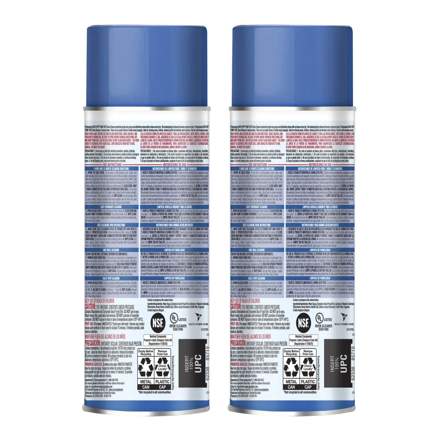 Easy Off Pro Fume Free Oven Cleaner, Destroys Tough Burnt on Food and Grease, Lemon Scent, 24 oz., 2 Count