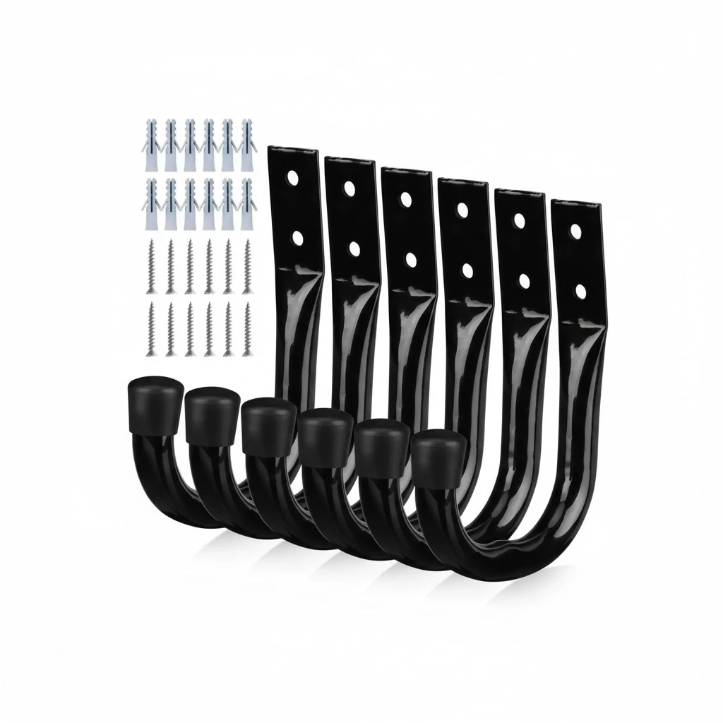 Heavy Duty Garage Storage Hooks, 6-piece Bike Hooks for Garage Wall, Utility Garage Hooks, Wall Mount J Hook for Hanging, Large Metal Storage Organizer Tool, Extension Cord Hanger