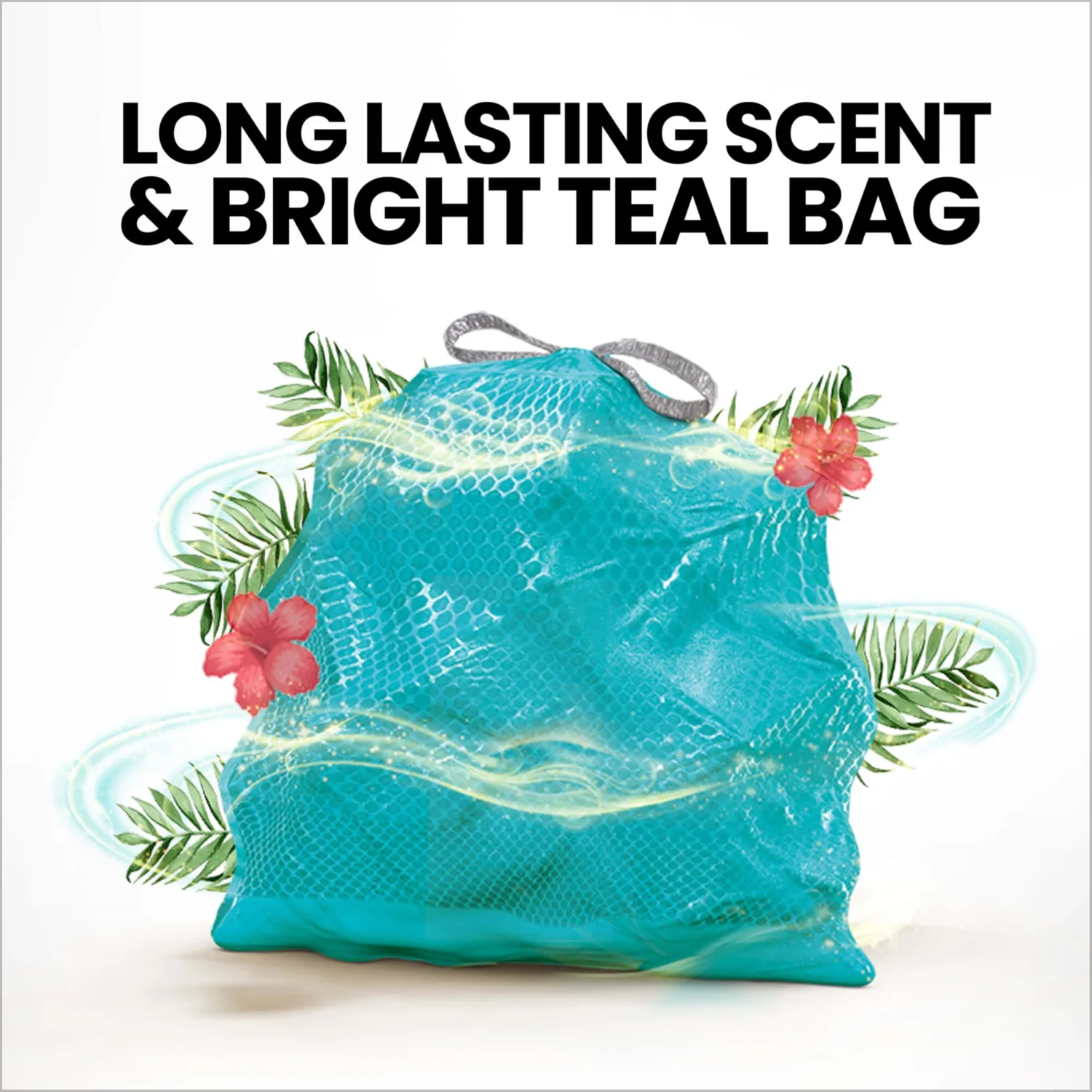 Glad Odorshield Small Drawstring Trash Bags, 4 Gal, Febreze Bahama Bliss, 80 Ct, Pack May Vary