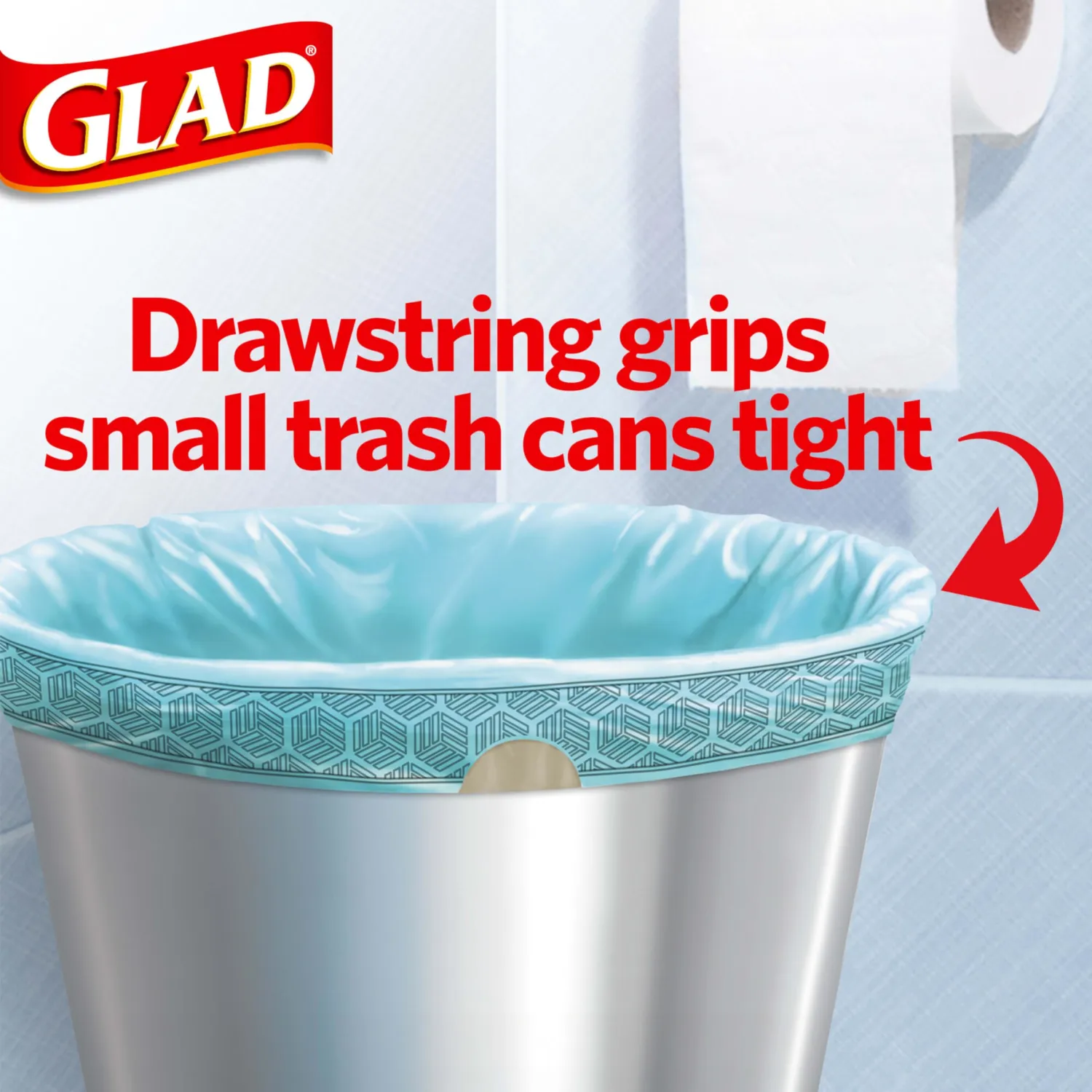 Glad OdorShield Small Drawstring Trash Bags, Febreze Beachside Breeze, 4 Gallon - 34 Count