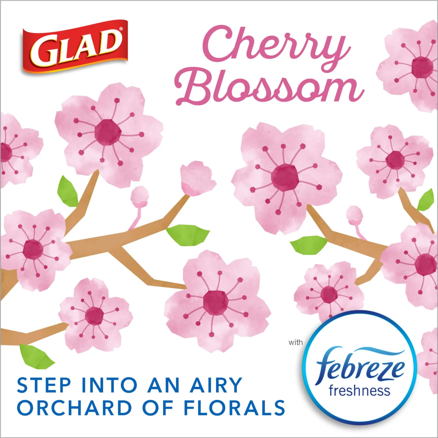 Glad Odorshield Small Drawstring Trash Bags, 4 Gal, Pink, Cherry Blossom, 80 Ct, Pack May Vary