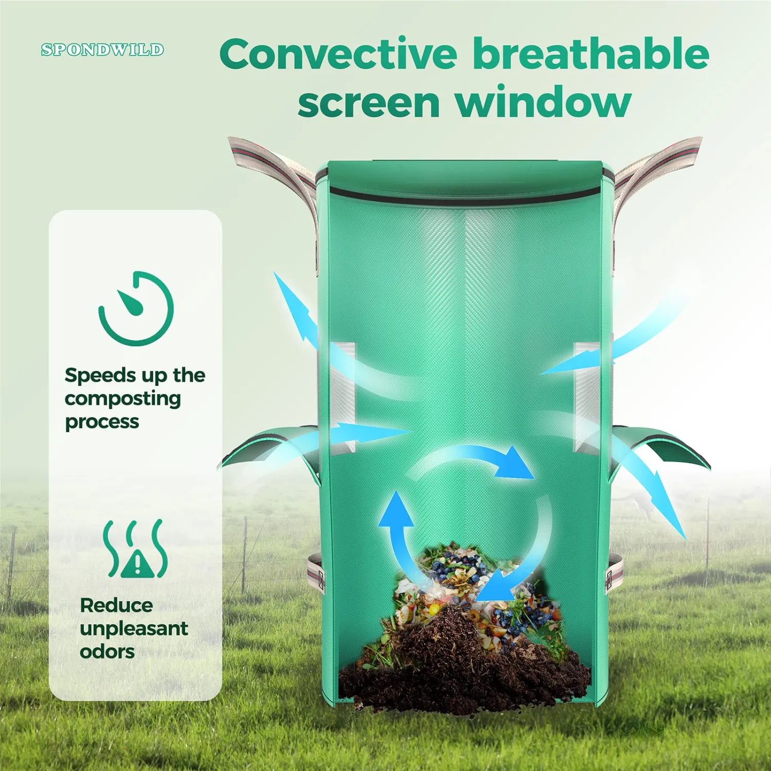 Compost Bin Outdoor & Indoor,14.39 Gallon Garden Composting Bin Kitchen Bags,Breathable Screen Window Thickened Reusable Garden Yard Waste Bags Speed Up Composting & Reduce Odors