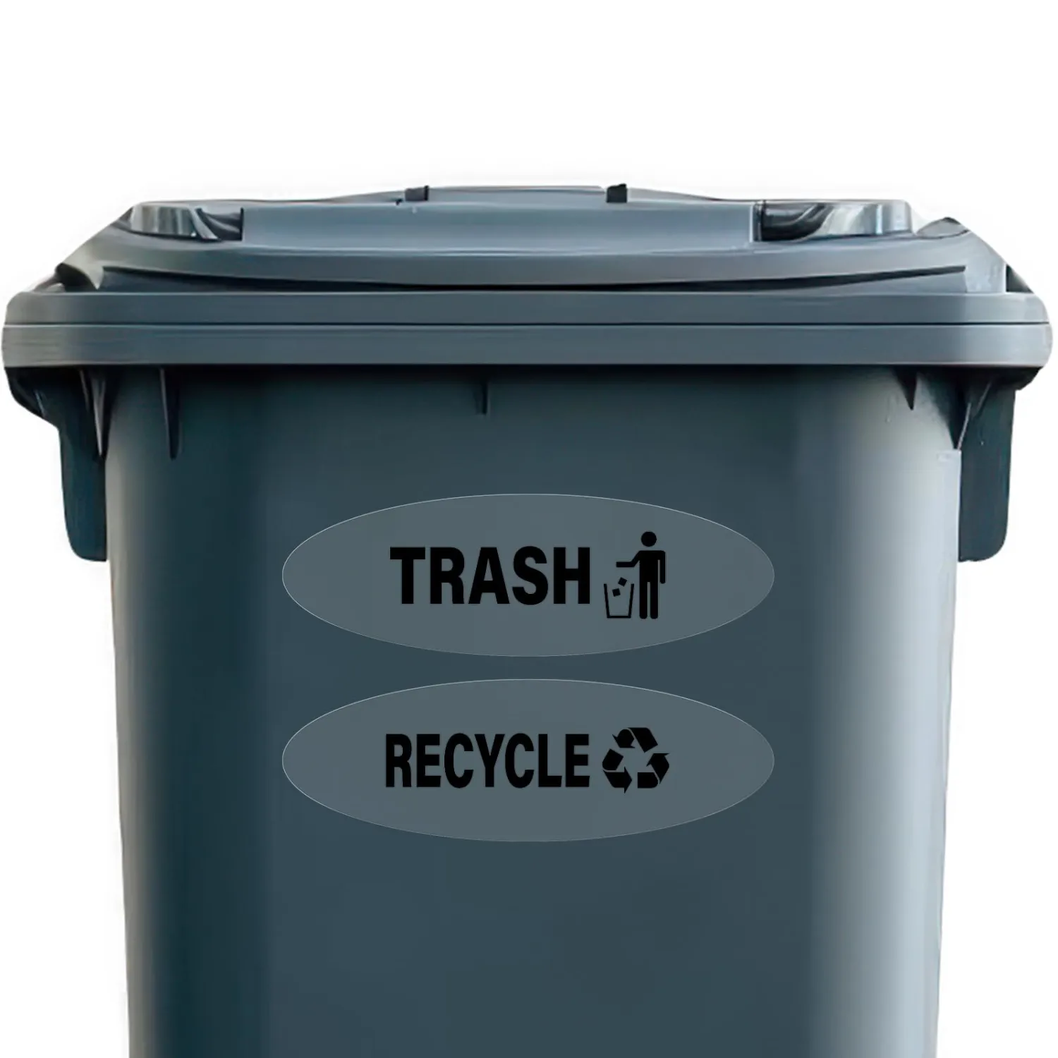 10 Pack Recycle Trash Cans Oval Stickers 9 × 3 Inches Black Vinyl Trasparent Decals Self Adhesive Waterproof UV Resistant Sign for Recycling Bin Home Business