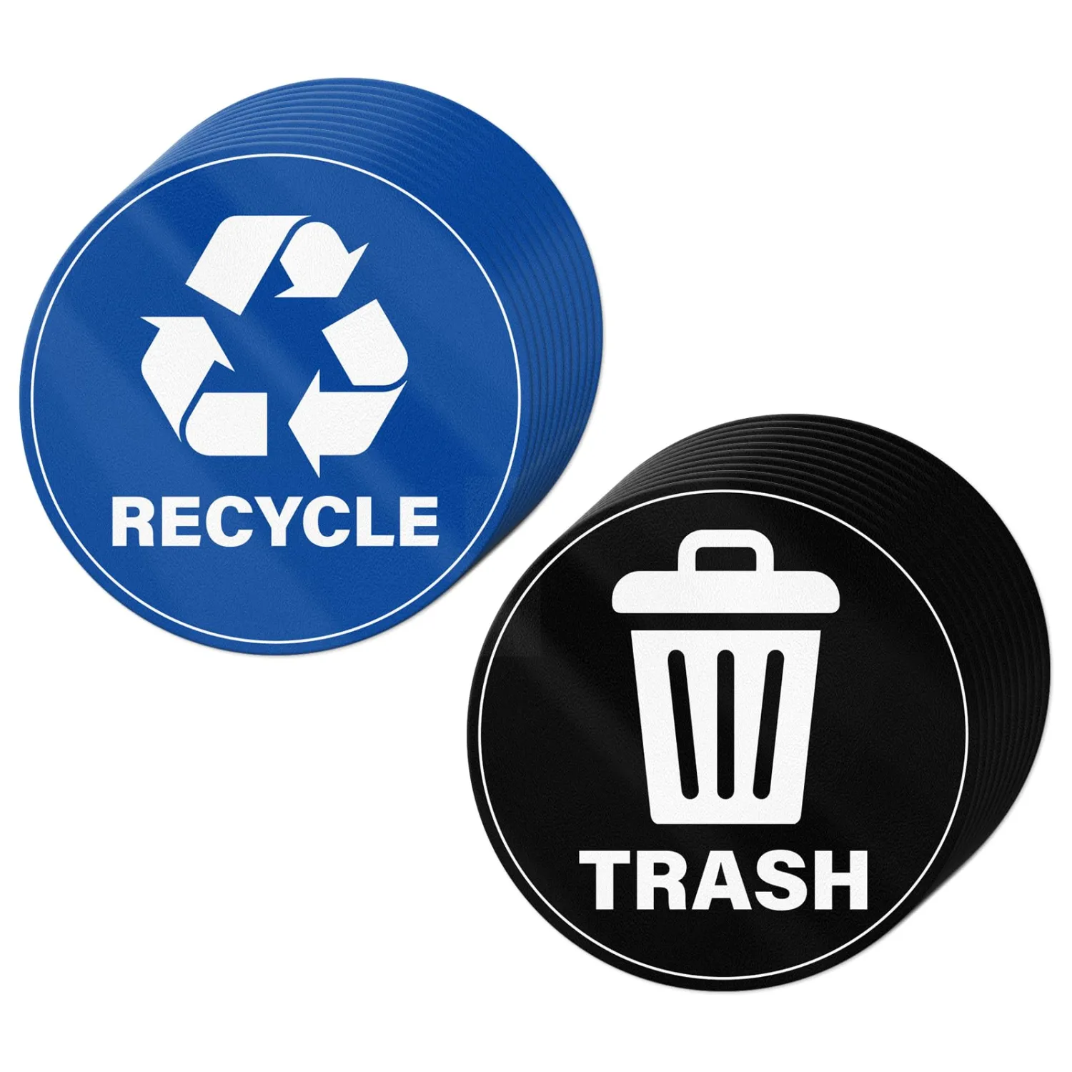 20 Pack Recycle and Trash Stickers 4×4 Inches Vinyl Weatherproof Self Adhesive Waste Sign for Bins Home Business