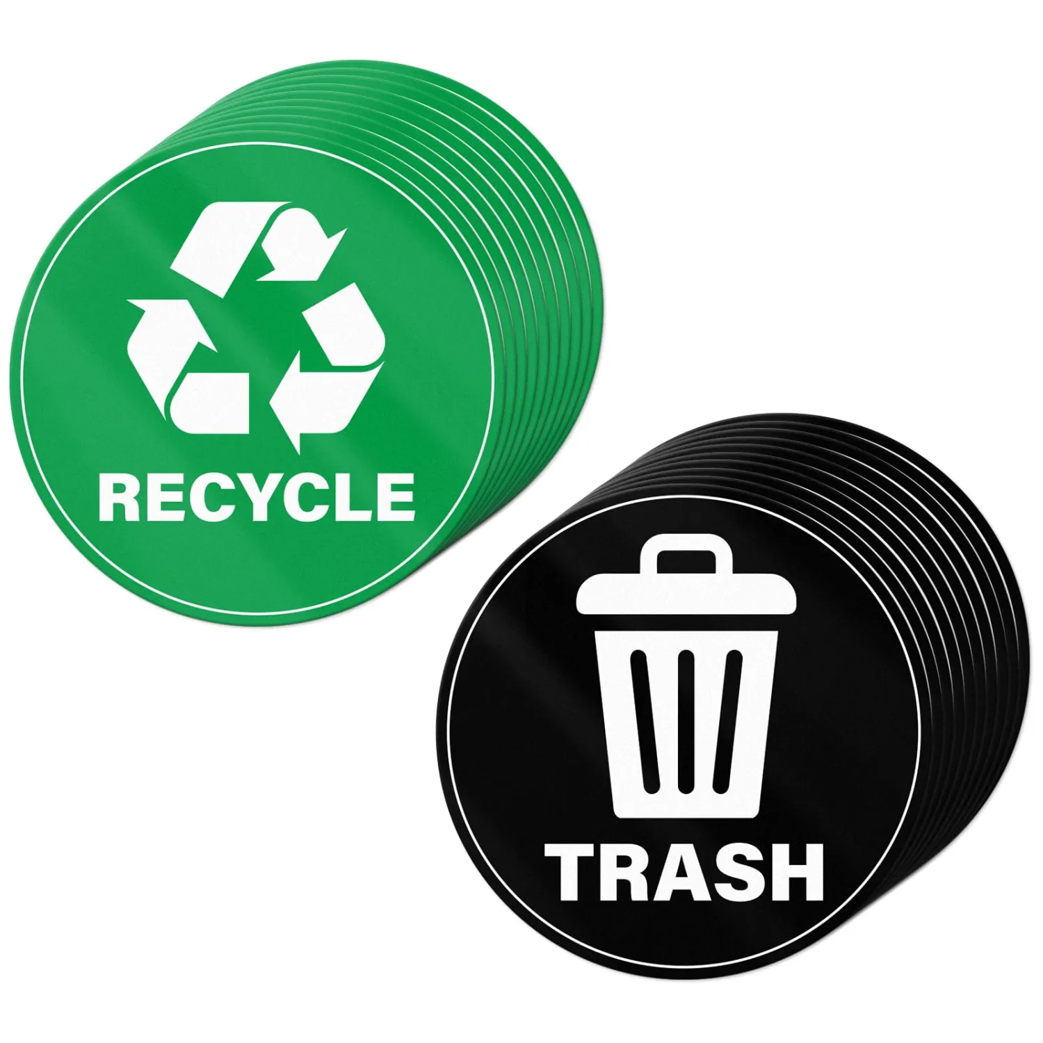 20 Pack Recycle Trash Cans Stickers 4×4 Inches Vinyl Weatherproof Self Adhesive Waste Sign for Bins Home Business