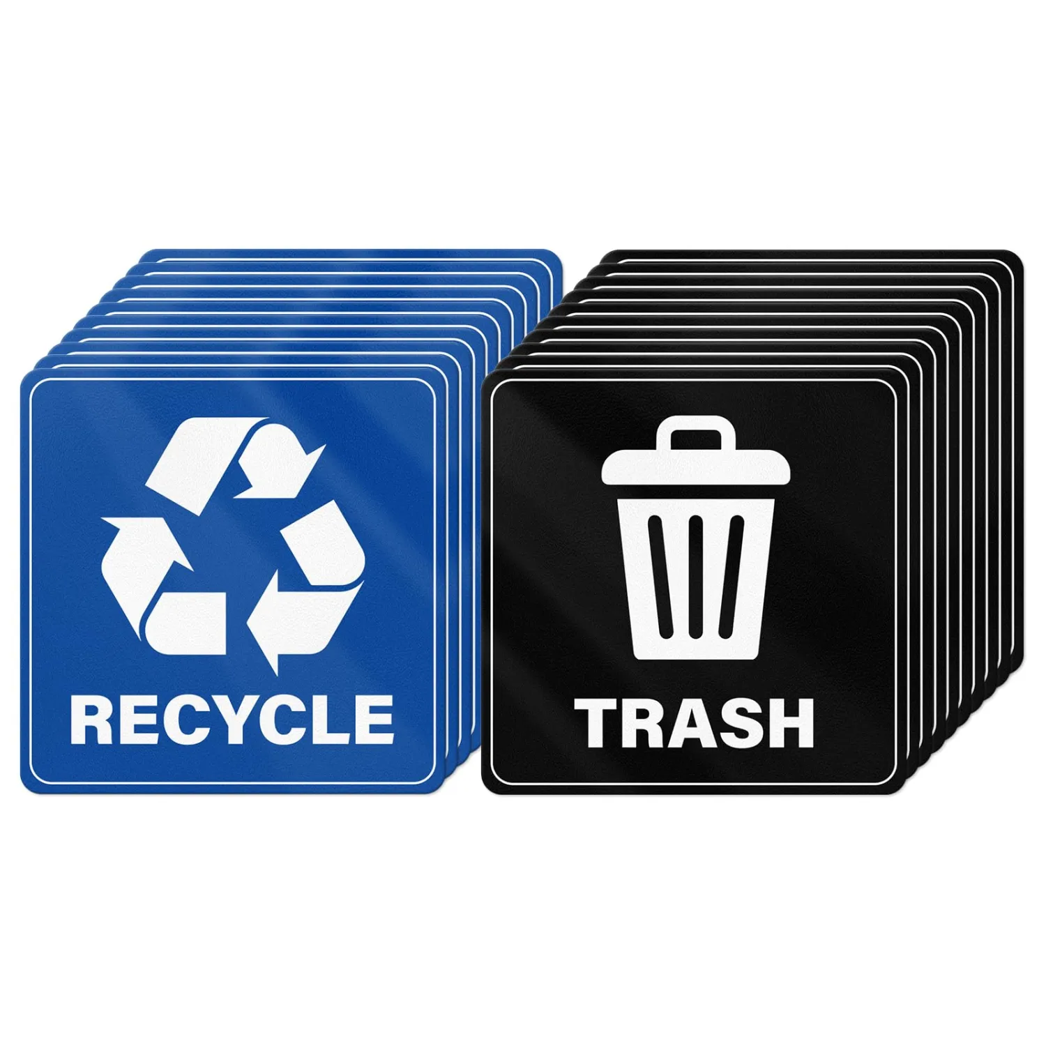 20 Pack Recycle and Trash Stickers 4×4 Inches Square Vinyl Weatherproof Self Adhesive Waste Sign for Bins Home Business