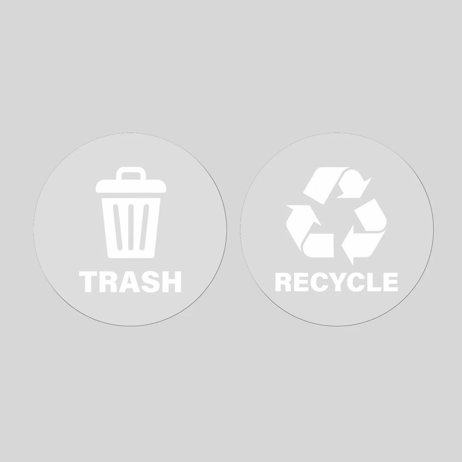 10 Pack Recycle and Trash Round Stickers 5 × 5 Inches White Vinyl Trasparent Recycling Bin Decals Self Adhesive Waterproof UV Resistant Sign for Garbage Cans Home Business