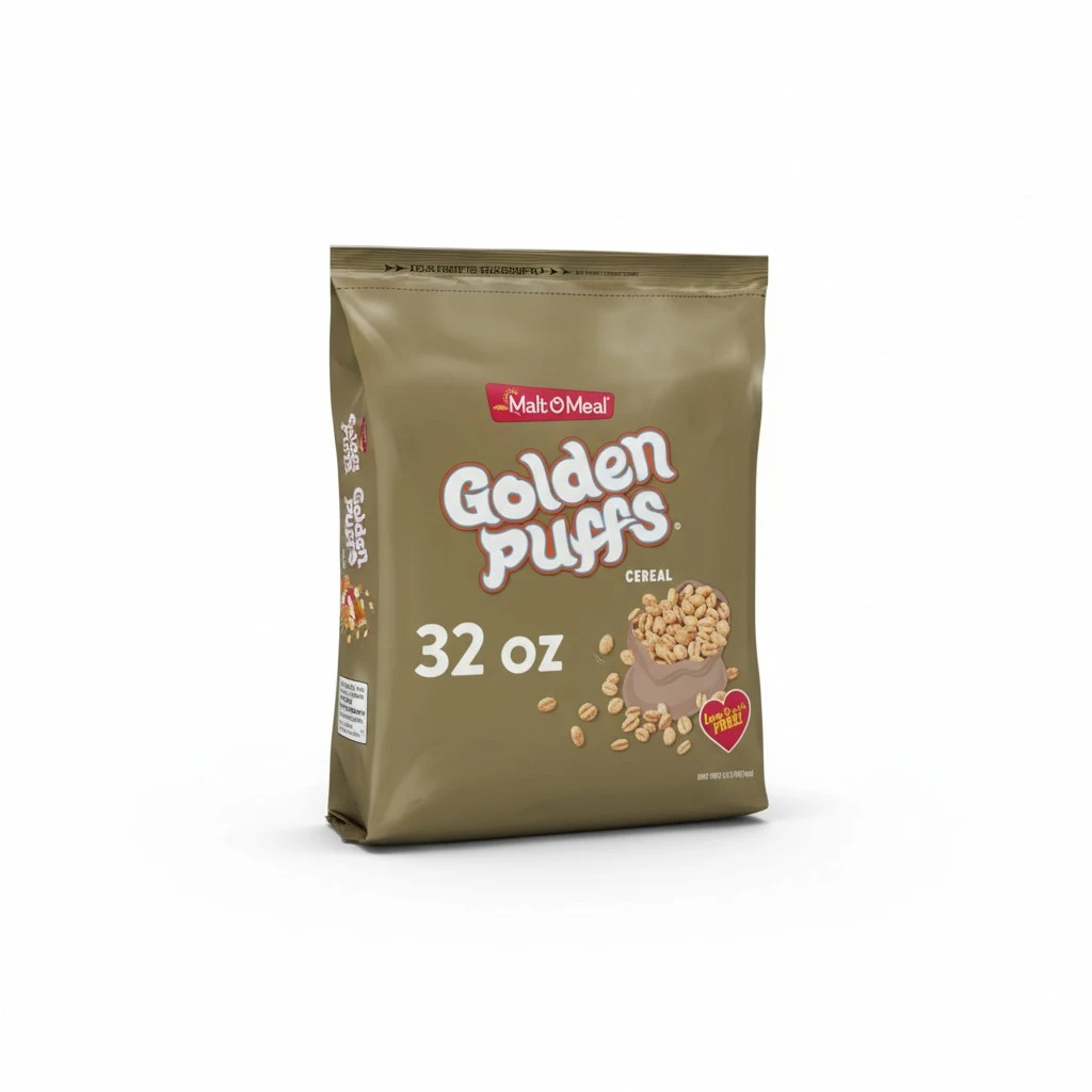 Malt-O-Meal Golden Puffs Sweetened Puffed Wheat Breakfast Cereal, Bulk Family Size, 32 oz Resealable Bag