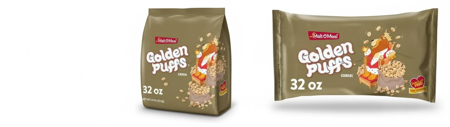 Malt-O-Meal Golden Puffs® Kids Breakfast Cereal, Family Size Bulk Bagged Cereal, 32 oz. Bag (Pack of 2)