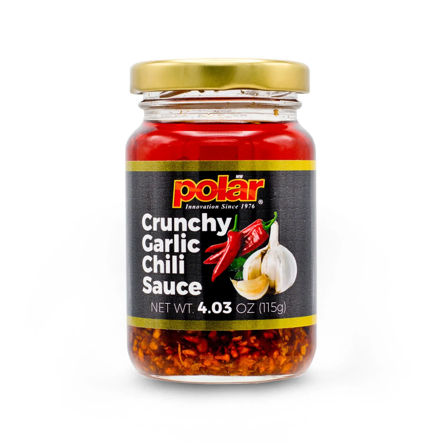 Polar Crunchy Garlic Chili Sauce 4.03oz (Pack of 1), Extra Crispy Chili Oil, Savory Umami Topping, Good on Everything, Gourmet Hot Sauce, Savory condiment, Vegan Friendly, Gourmet Hot Sauce, No MSG, Chili Crisp